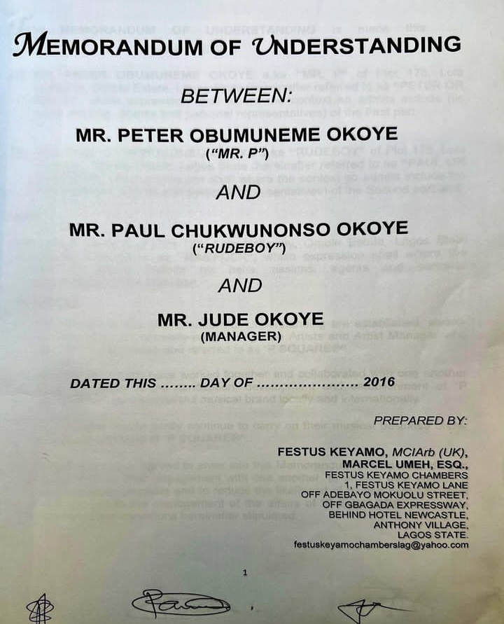 MOU between Peter, Paul and Jude