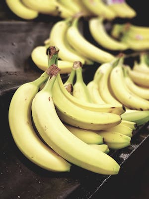 Banana fruits displayed in bunches