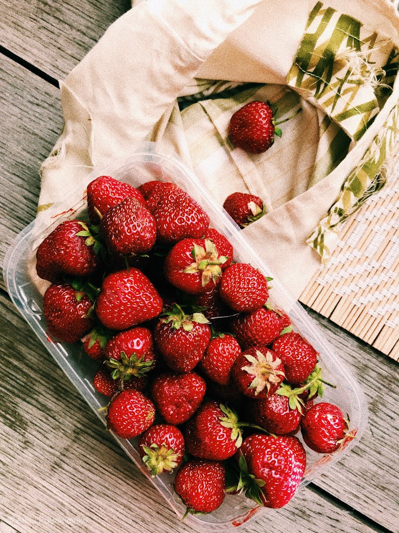 strawberry fruits.