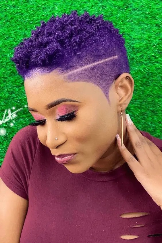 Dark lavender low-cut hairstyle 