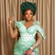 Funke Akindele in a sea Green Asoebi look