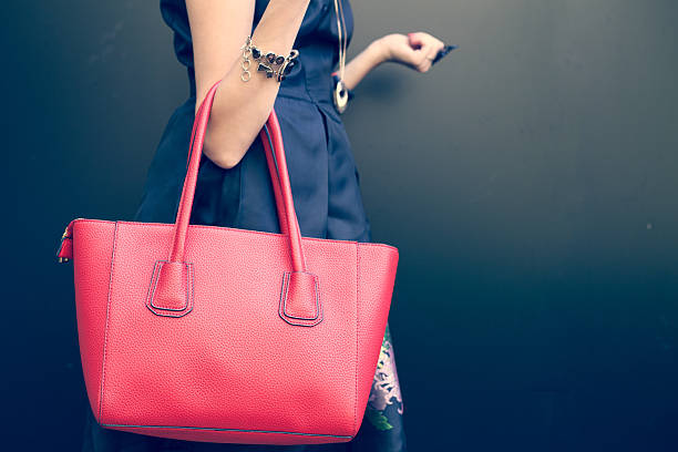 A red leather handbag