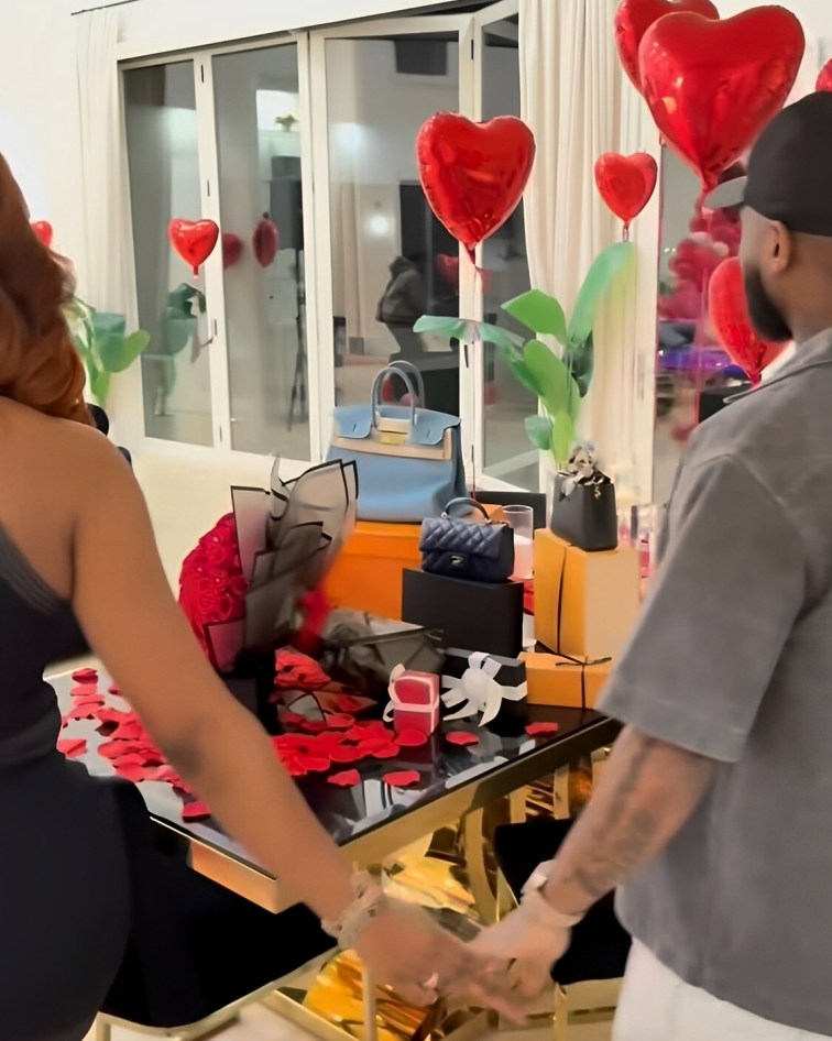 [Image: Davido and Chioma's romantic dinner setup]