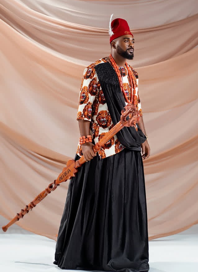 Uzor Arukwe in an Igbo Attire giving the look of an Igbo groom