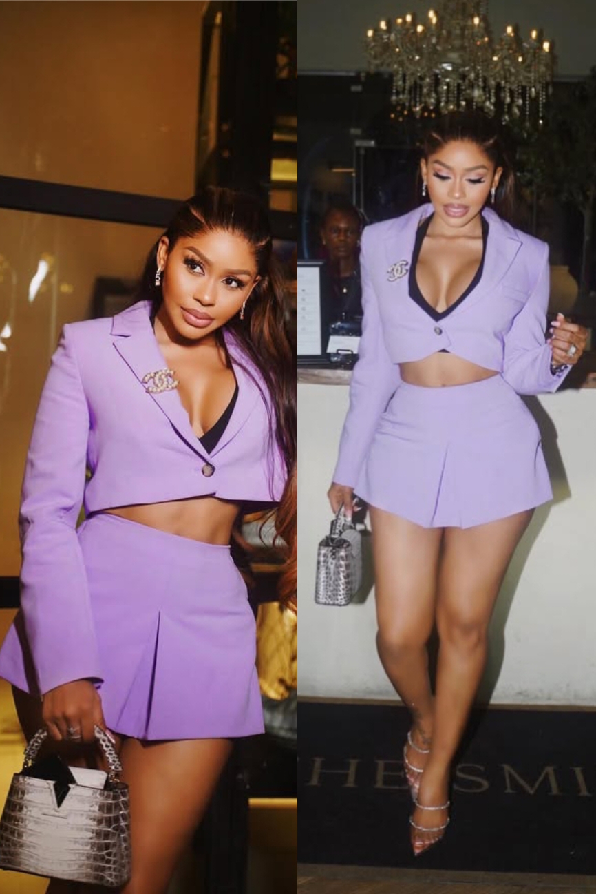 Cynthia Onoriode Lowo in a lavender dreamy outfit 