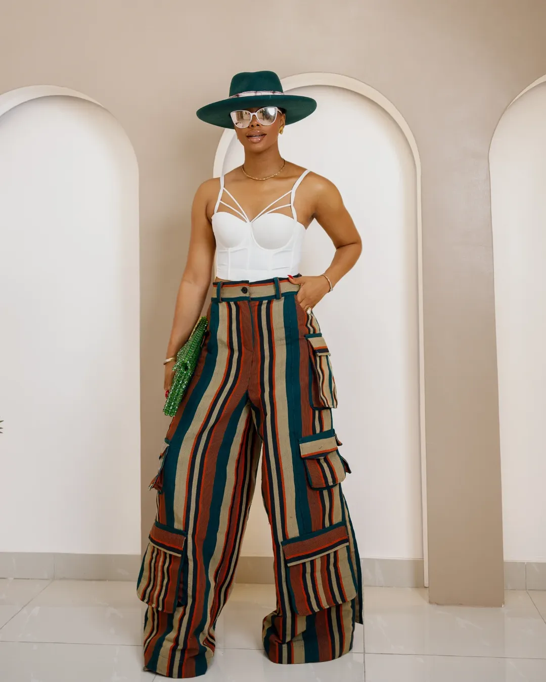 angela obasi on aso oke pants