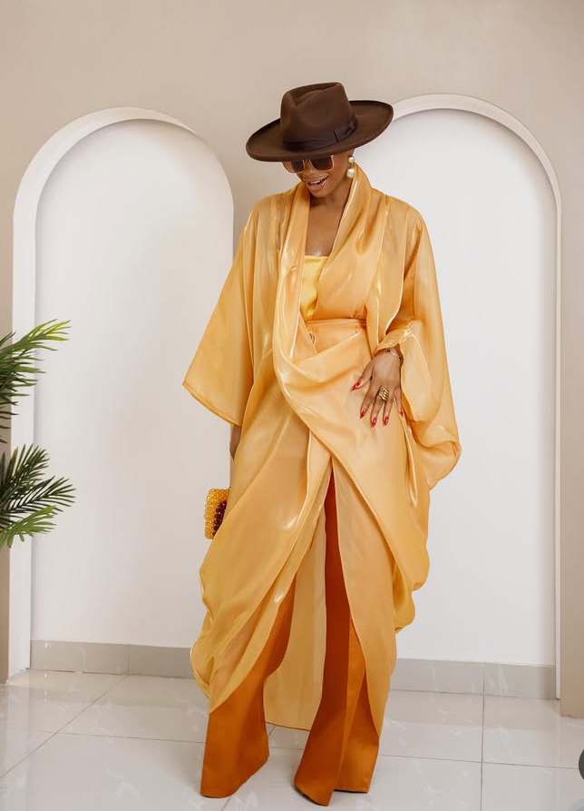 Angel Obasi in a majestic outfit