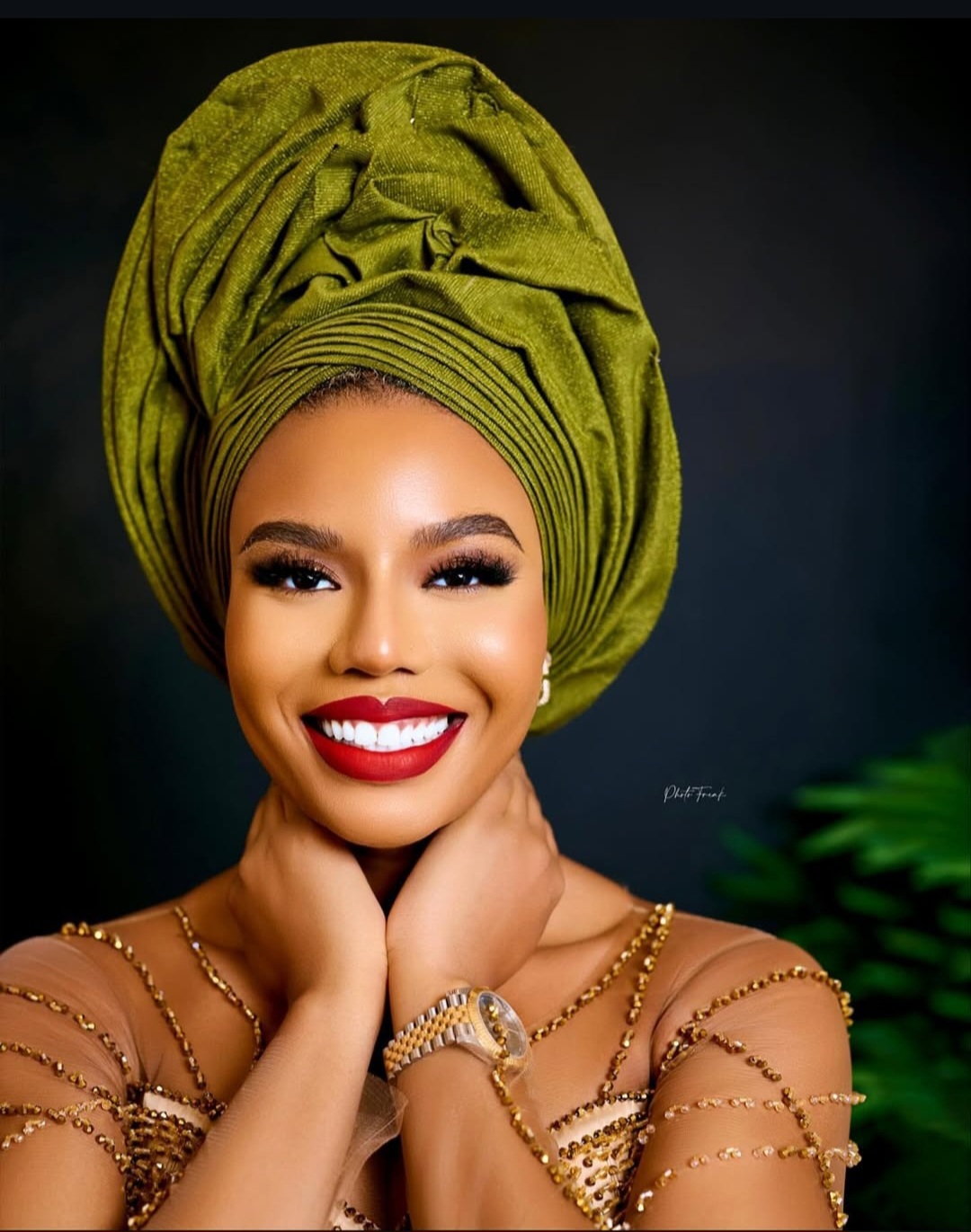 Nancy Isime wearing her signature red lipstick