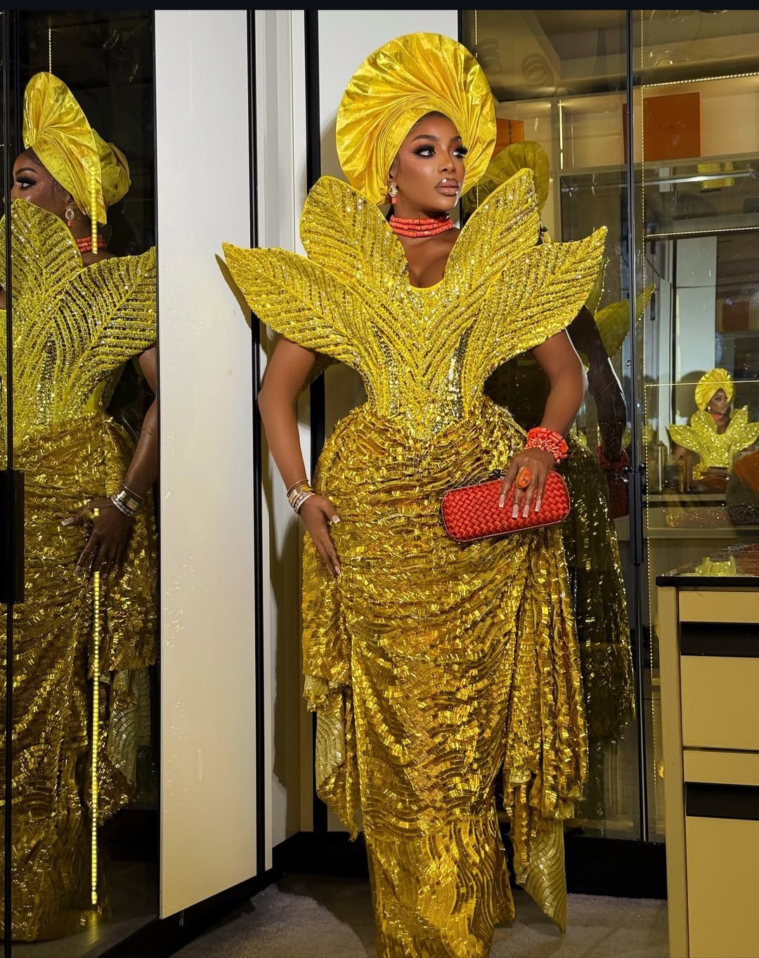 Chioma Ikokwu wearing a series of elegant, high-fashion outfits