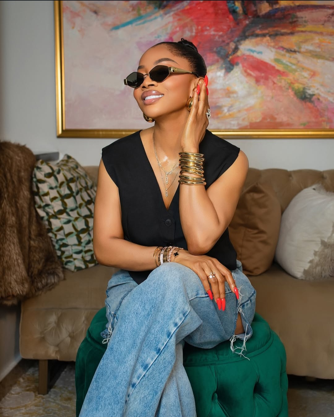 Toke Makinwa effortlessly rocking stylish designer sunglasses