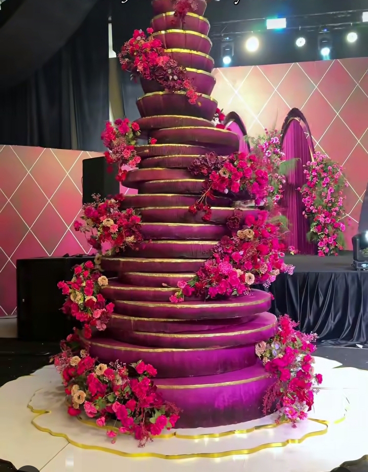 Veekee James 20 ft tall birthday cake