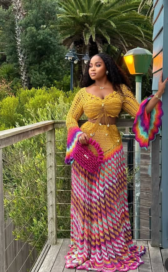 Veekee James slaying it beautifully in her crotchet two-piece