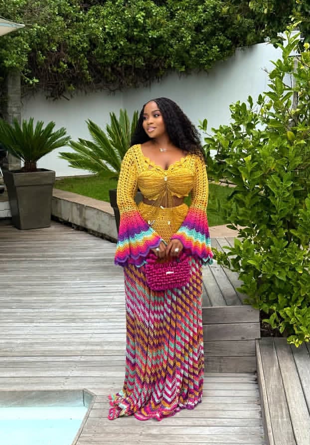 Veekee James in her crotchet two-piece