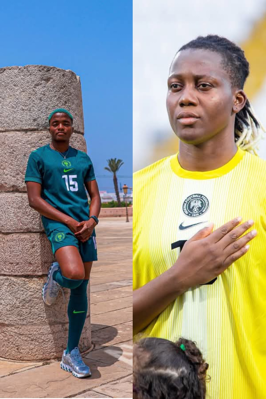 Super Falcons captain, Rasheedat Ajibade and Goal keeper, Chiamaka Nnadozie